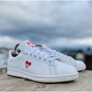 Adidas Originals‎ Stan Smith G27893 Red Heart White Women Sneaker Shoes Size 9.5